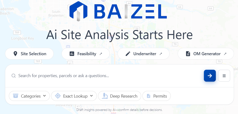 BAIZEL AI site analysis product screenshot