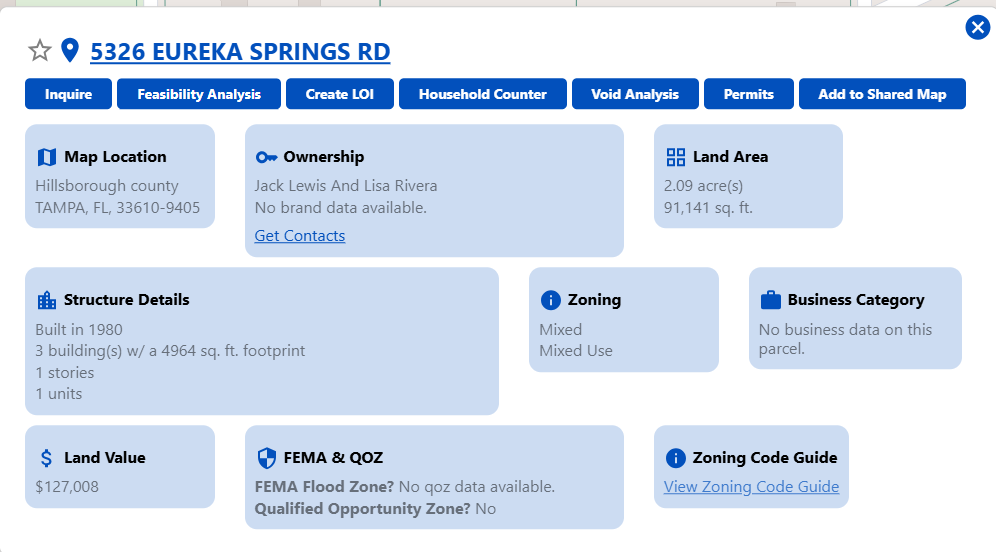 BAIZEL parcel analysis card